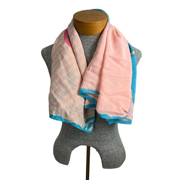 Ginnie Johansen Scarf Womens 32" x 34" Pink Vintage Silk Abstract Pastel - Picture 5 of 5